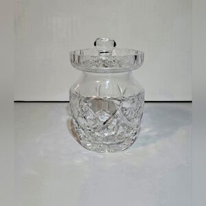 Waterford Cut Crystal Glass 4.5" Jar w/ Lid Jam Jelly Honey Vintage Serveware